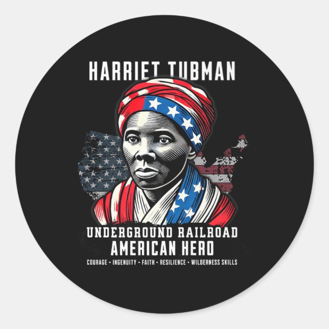 Pegatina Redonda Héroe americano del ferrocarril subterráneo Harrie (Anverso)