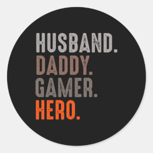 Pegatina Redonda Héroe de Daddy Gamer - Esport Lover - Videojuego