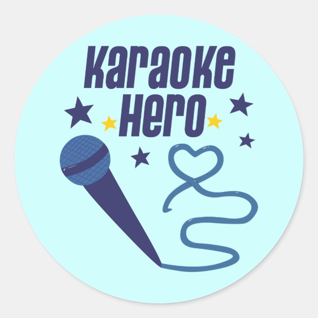 Pegatina Redonda Héroe de Karaoke (Anverso)