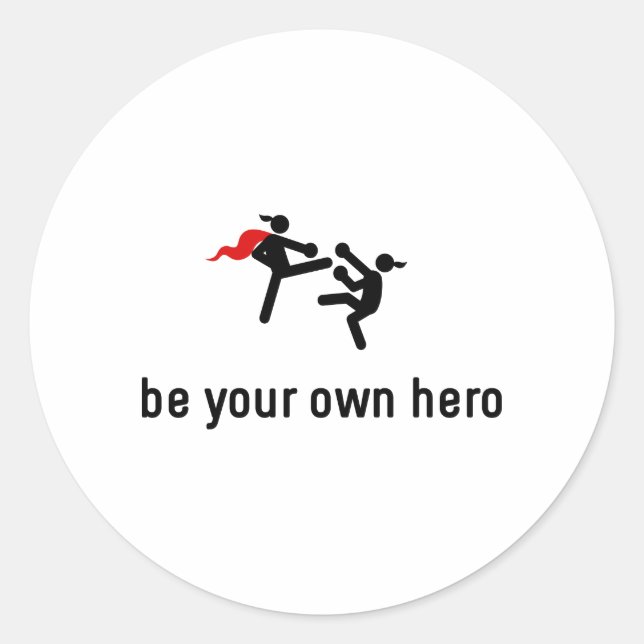 Pegatina Redonda Héroe de Kickboxing (Anverso)