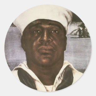 Pegatina Redonda Héroe de la Segunda Guerra Mundial