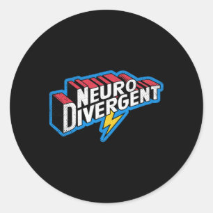 Pegatina Redonda Héroe Neurodivergente Adhd Autismo Asd Celebrar Ne