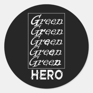 Pegatina Redonda Héroe Verde - Para La Protección Del Medio Ambient