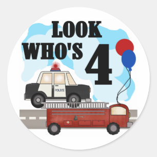 Pegatina Redonda Héroes cotidianos por cuarto cumpleaños