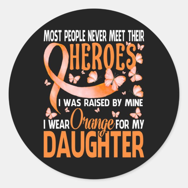 Pegatina Redonda Héroes Que Uso Naranja Para Mi Hija Múltiples Cicl (Anverso)