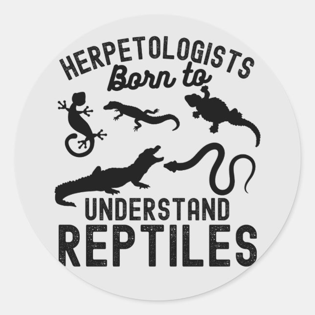 Pegatina Redonda Herpetólogos, nacidos para entender a los reptiles (Anverso)