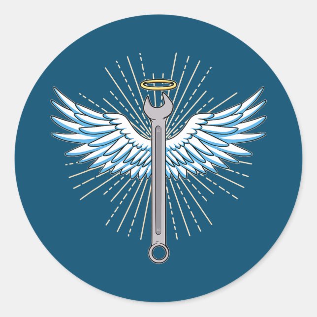 Pegatina Redonda Herramienta de lavado (Anverso)