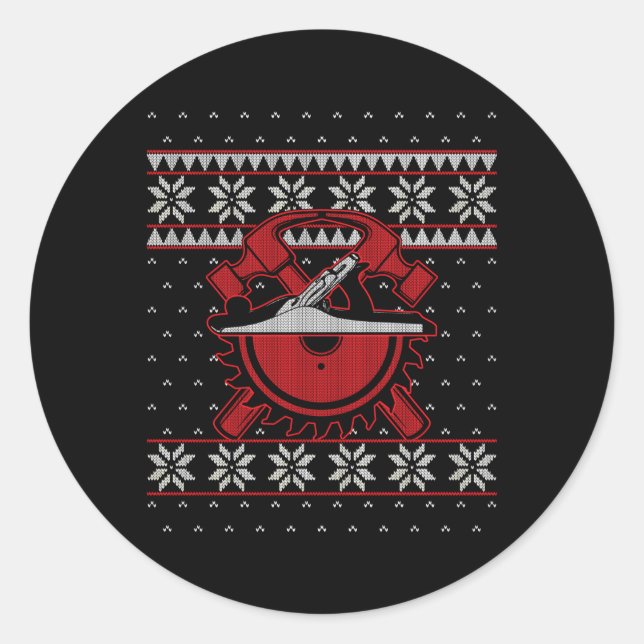 Pegatina Redonda Herramientas de carpintería Carpintero de trabajad (Anverso)