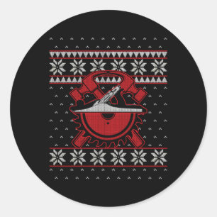 Pegatina Redonda Herramientas de carpintería Carpintero de trabajad