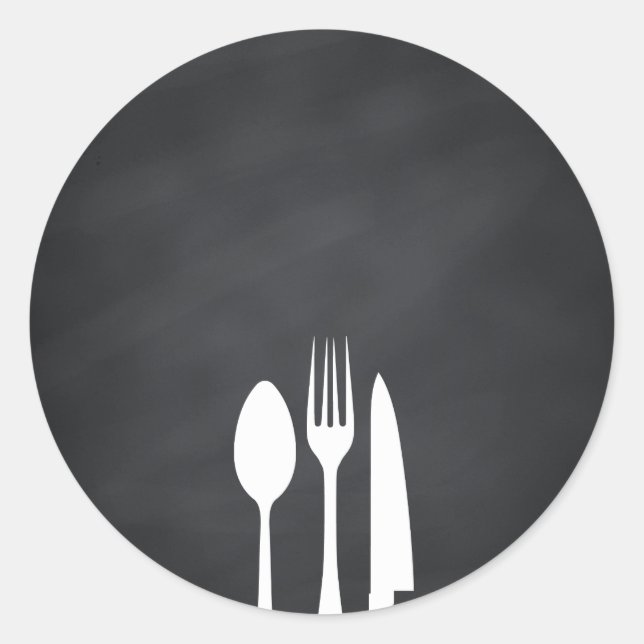 Pegatina Redonda Herramientas de cocina de texto Personalizar de ca (Anverso)