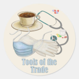 Pegatina Redonda Herramientas de comercio