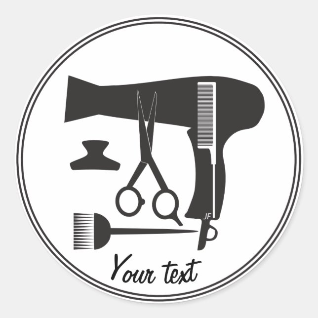 Pegatina Redonda Herramientas de estilos de pelo (Anverso)