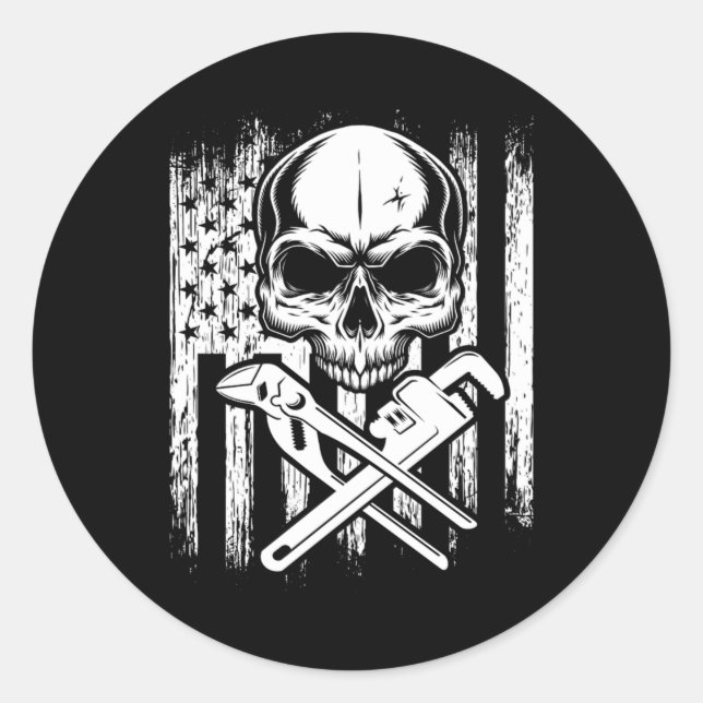 Pegatina Redonda Herramientas de herramientas de plomo de la bander (Anverso)