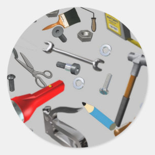 Pegatina Redonda Herramientas de la manitas