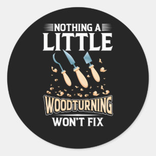 Pegatina Redonda Herramientas de madera de madera de lino papel de 