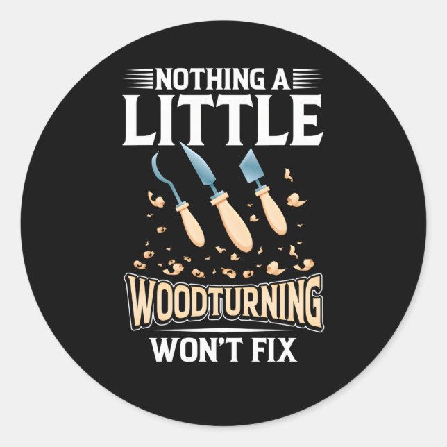 Pegatina Redonda Herramientas de madera de madera de lino papel de  (Anverso)