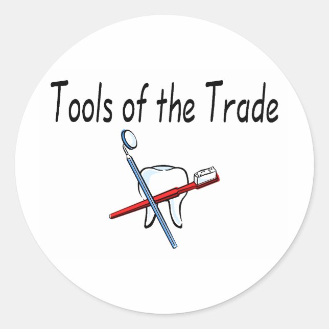 Pegatina Redonda Herramientas dentistas del comercio (Anverso)