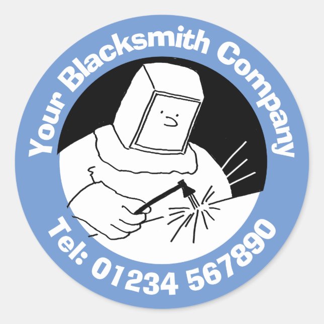 Pegatina Redonda Herreros, soldadores y fabricadores de acero (Anverso)