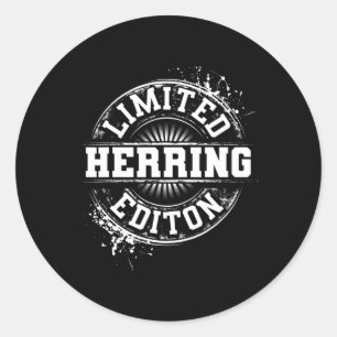 Pegatina Redonda Herring Funny Surname Family Tree Birday Reunion