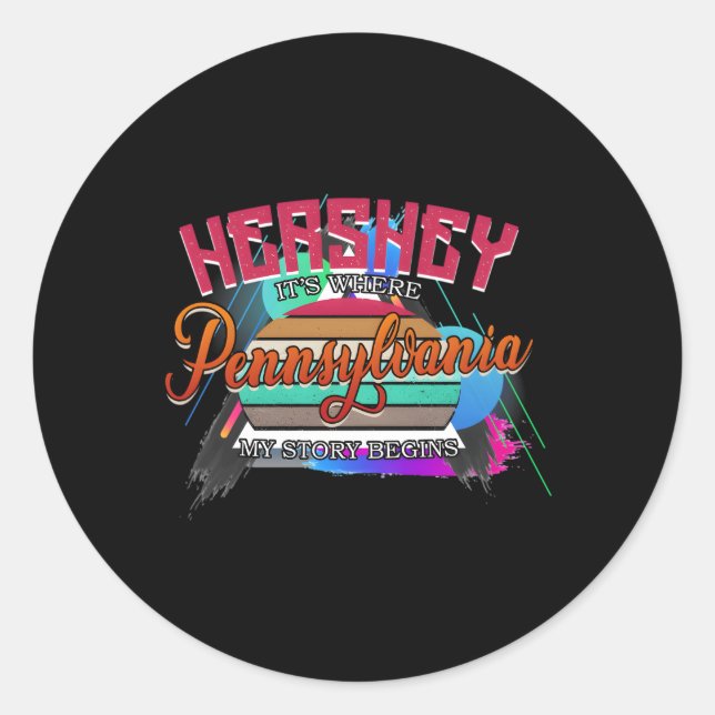 Pegatina Redonda Hershey Pennsylvania Pa fundó deportes (Anverso)