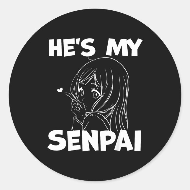 Pegatina Redonda He's My Senpai Funny Anime Matching Couple Girlfri (Anverso)