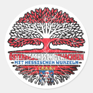 Pegatina Redonda Hessen Hessisch Österreichisch Österreich Baum