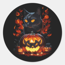 Pegatina Redonda Hex, la camiseta de gato negro de Halloween