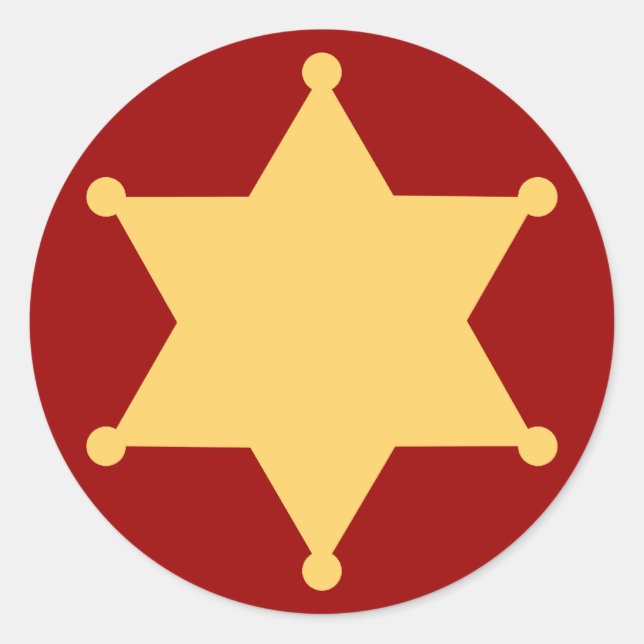 Pegatina Redonda Hexágono estrella de sheriff hexagon sheriff's (Anverso)