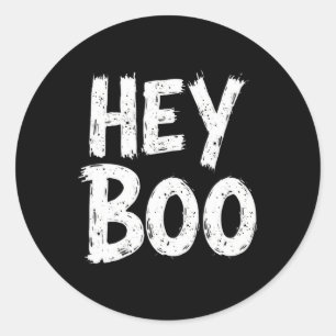 Pegatina Redonda Hey Boo Funny Halloween Ghost