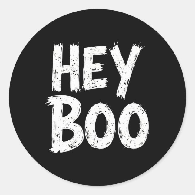 Pegatina Redonda Hey Boo Funny Halloween Ghost (Anverso)