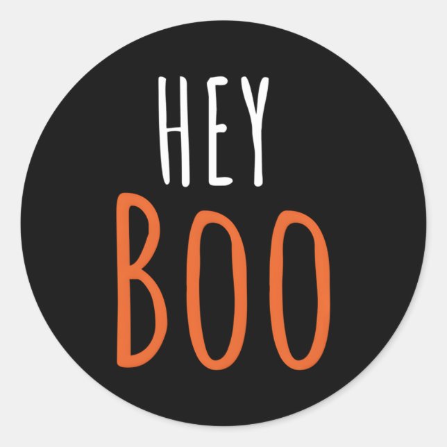 Pegatina Redonda Hey Boo Halloween Ghost Boo (Anverso)
