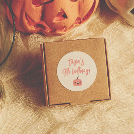 Pegatina Redonda Hey Boo Modern Halloween Chica Fiesta de Cumpleaño