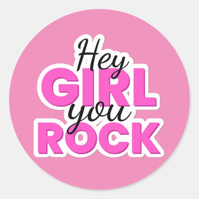 Pegatina Redonda Hey Chica You Rock Text Design (Anverso)