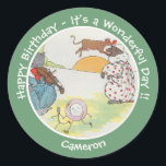 Pegatina Redonda Hey Diddle Diddle Birthday Party Collection<br><div class="desc">Ilustracion de rima de guardería de "La verdadera gansa madre" de Blanche Fisher Wright (1916). Una imagen de dominio público fuera de los derechos de autor. Esto se hace a partir de una imagen de muy alta resolución, escaneada directamente desde la fuente original, y por lo tanto ofrece la más...</div>