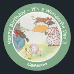 Pegatina Redonda Hey Diddle Diddle Birthday Party Collection<br><div class="desc">Ilustracion de rima de guardería de "La verdadera gansa madre" de Blanche Fisher Wright (1916). Una imagen de dominio público fuera de los derechos de autor. Esto se hace a partir de una imagen de muy alta resolución, escaneada directamente desde la fuente original, y por lo tanto ofrece la más...</div>
