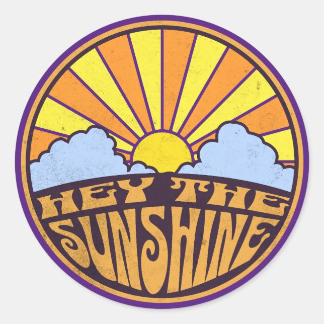 Pegatina Redonda Hey El Sunshine Groovy Sunrise (Anverso)
