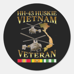 Pegatina Redonda Hh 43 Huskie Helicopter Vietnam Veteran Hh-43 Viet