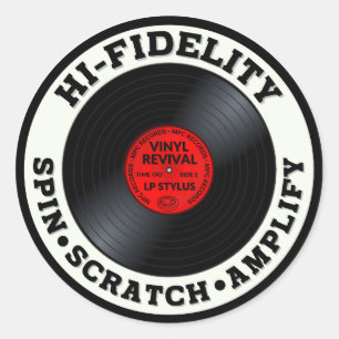 Pegatina Redonda HI-FIDELITY Spin, Scratch y Amplify