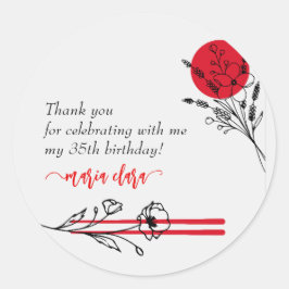 Pegatina Redonda Hibachi Cocina japonesa de barbacoa de parrilladas