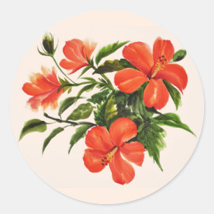 Pegatina Redonda Hibiscus