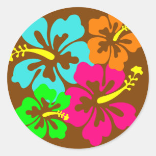 Pegatina Redonda Hibiscus Circle