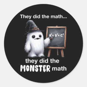 Pegatina Redonda Hicieron El Monster Math Yeti Gracioso Té De Hallo