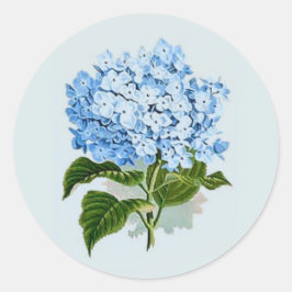 Pegatina Redonda Hidrangea azul cielo vintage