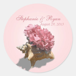 Pegatina Redonda Hidrangea Pink