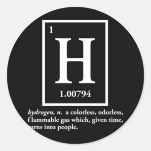 Pegatina Redonda hidrógeno - un gas que se convierte en personas