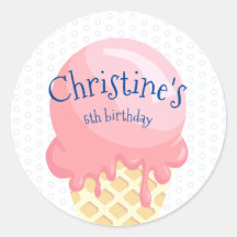 Hielo Crema niños cumpleaños nombre azul rosa