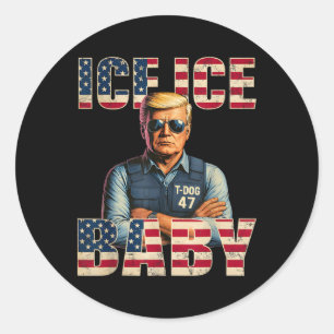 Pegatina Redonda Hielo Vintage Hielo Por Funny Trump _1