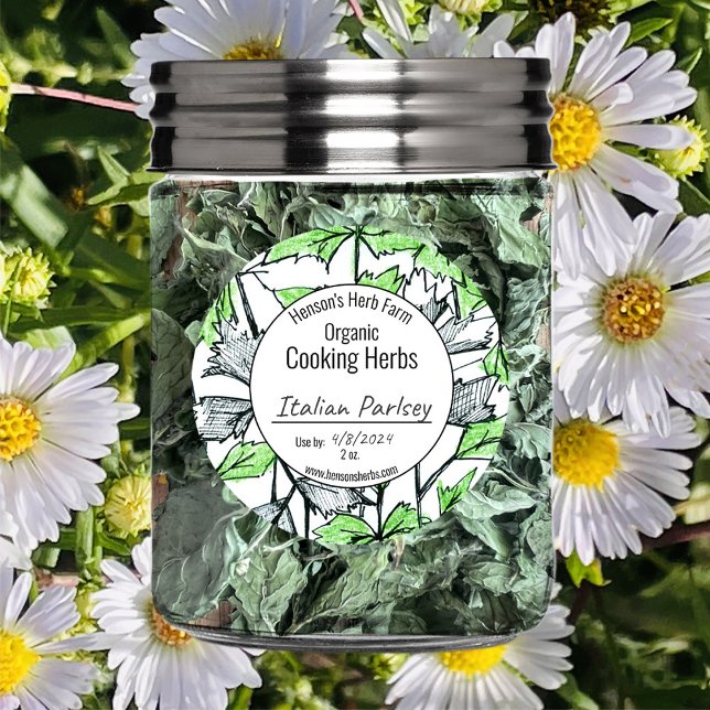 Pegatina Redonda Hierbas de cocción en blanco Jar Label Herb Farm B (Subido por el creador)