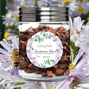 Pegatina Redonda Hierbas de cocción en blanco Jar Label Thyme Perso