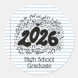 Pegatina Redonda High School Graduate Loose Leaf Paper Sticker